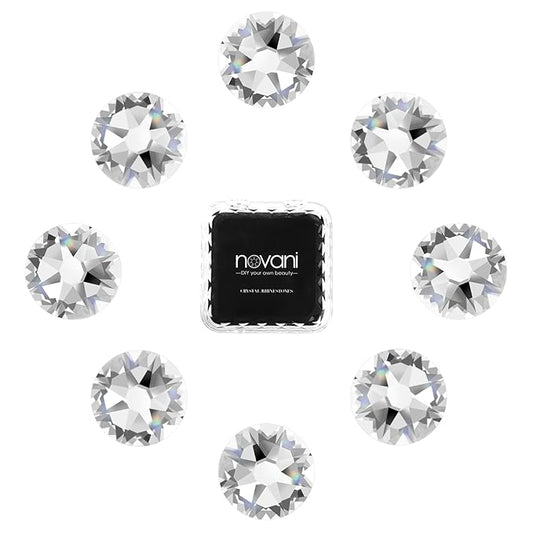 Novani 720pcs Clear Rhinestones Flat Back Round Rhinestone Style 2088 Sparkly Crystal Gemstones for Nail Art and Crafting,S16(3.8-4.0mm