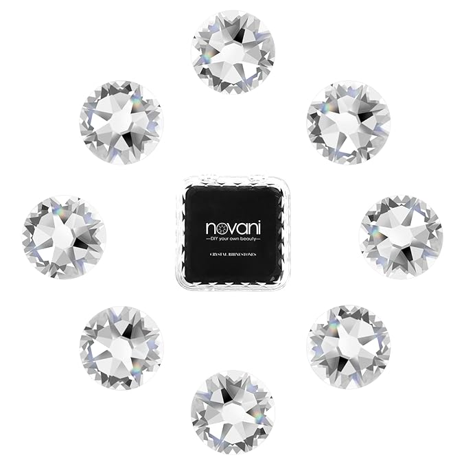 Novani 72pcs Clear Rhinestones Flat Back Round Rhinestone Style 2088 Sparkly Crystal Gemstones for Nail Art and Crafting,SS40(8.3-8.6mm)