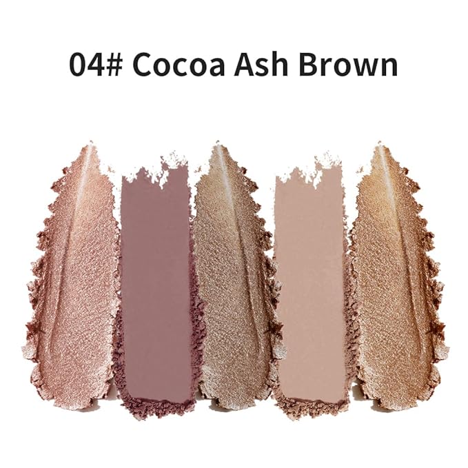 5 Colors Neutral Nude Matte & Shimmer Eyeshadow Palette, Neutral-Warm Rose Brown Beige Bronze Mattes Glitter Eye Shadow Contour Makeup Palette for Mature Women, Blue Green Eyes, Daily Natural Makeup