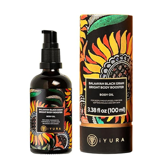 The Ayurveda Experience iYURA Balaayah Black Gram Bright Body Booster Oil | Ayurvedic Massage & Moisturizing Body Oil | Luxurious, Fast-Absorbing & Non-Sticky | 3.38 fl oz