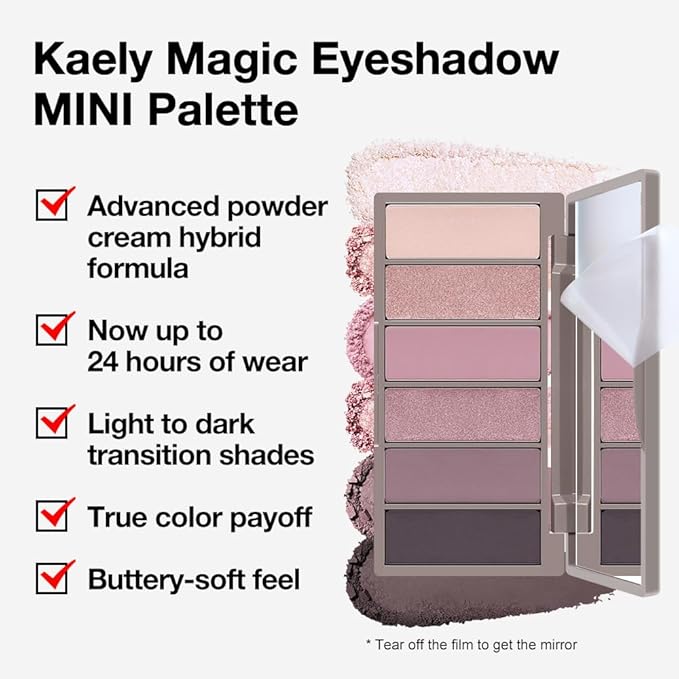 6 Colors Mini Pink Eye Shadow Palette Makeup for Older Women, Neutral Matte Shimmer Eyeshadow Palette Highly Pigmented Waterproof, paleta de sombras de ojos, Vegan & Cruelty-free, 07