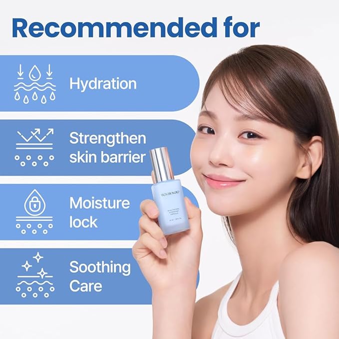 RESNOVAE Blue Crystal Hydrating Ampoule – Deep Moisture Firming Serum with Peptide Complex & Natural Crystal Minerals (30ml)