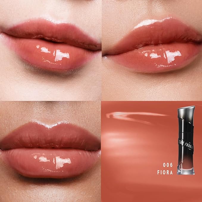 LUNARA FROST 3D LIP GLOSS - Plumping High-Shine Gloss with Hyaluronic Acid | Non-Sticky Glassy Finish | Cooling Sensation | 24H Hydration | Instant Volume Effect (06 FIORA)