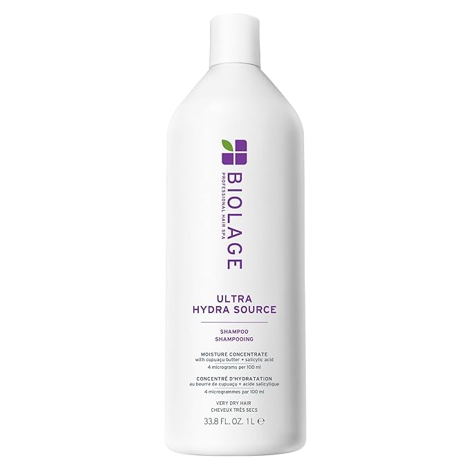 Biolage Ultra Hydra Source Shampoo - Deeply Moisturizes Very Dry Hair, For Thick, Coarse Hair, Infused with Micro-dosed with Cupuaçu Butter & Salicylic Acid