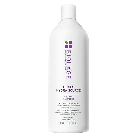 Biolage Ultra Hydra Source Shampoo - Deeply Moisturizes Very Dry Hair, For Thick, Coarse Hair, Infused with Micro-dosed with Cupuaçu Butter & Salicylic Acid