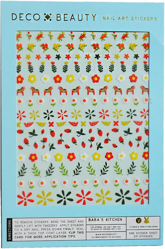 Deco Beauty Baba's Kitchen - Super Thin & Easy-to-Apply Nail Art with the Cutest Designs -Durable & Long-Lasting Nail Art Stickers and Decals for Women, for DIY At-Home Manicures & Salon-Quality Nails