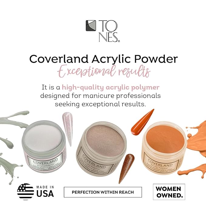 Tones Coverland Acrylic Nail Powder "Macaron de Rose" - Limited Edition Acrylic Powder for Nail Design, Sculpting, and Masking Nail Bed Imperfections - (1.5 Oz)