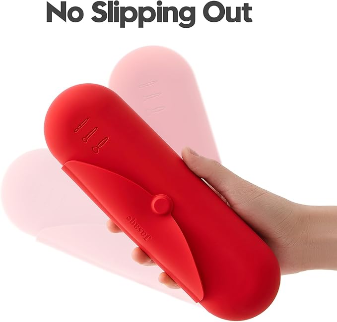JASAQE Silicone Makeup Brush Holder，Travel Makeup bag-Soft Portable Cosmetic Face Brushes Holder，Large Travel Makeup Brush Case with Anti-Fall Out Magnetic Closure
