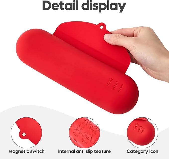 JASAQE Silicone Makeup Brush Holder，Travel Makeup bag-Soft Portable Cosmetic Face Brushes Holder，Large Travel Makeup Brush Case with Anti-Fall Out Magnetic Closure