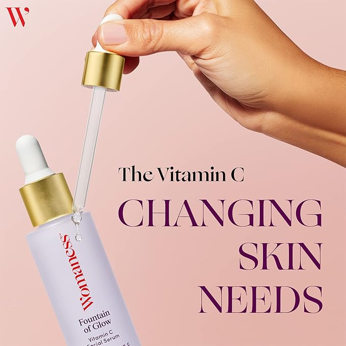 Womaness Fountain of Glow Face Serum – Brightening Vitamin C Serum for Face with 8% Vitamin C & Plant-Derived Squalane Oil – Menopause Skin Care for Improving Uneven Skin Tone & Dullness – 30ml