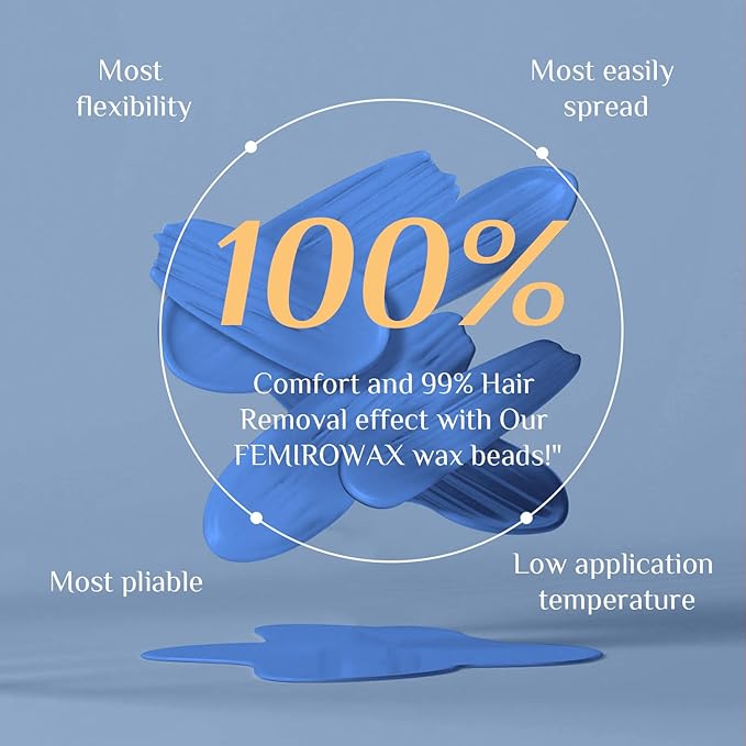 FEMIROWAX Wax Beads, 1lb Hard Wax Beans for Hair Removal Sensitive Skin with Chamomile Formula Waxing Beads for Full Body Brazilian Bikini Face Eyebrow at Home Wax Refill for Women Men