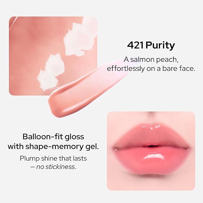 Unseen Balloon Tint, 9 Colors for All Skin Types. Buildable Color, Long Lasting Glossy Lip Stains, Lightweight Lip Gloss Make up, Holiday Stocking Stuffer (421 Purity, 0.11 oz)