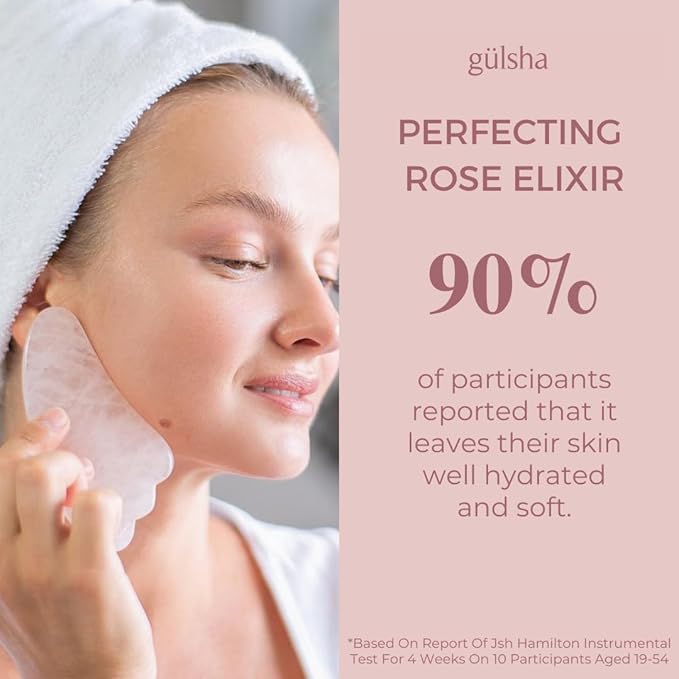 GULSHA PERFECTING ROSE ELIXIR, Rosa Damascena Essential Oil for Face, Nourishes and Revitalizes the Dehydrated Skin, Increase the Skin Elasticity, Free from Chemicals, 20 ml (0.67 Fl Oz)