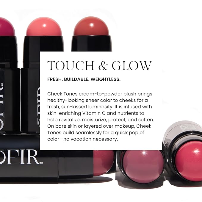 OFIR Cheek Tones Vitamin C Blush Stick | Buildable, Hydrating, Lightweight, Vegan Cream Blush Stick | Non-Transfer, Radiant Finish, Skin-Loving Formula | Dragonfruit - Deep Magenta | 0.21 oz