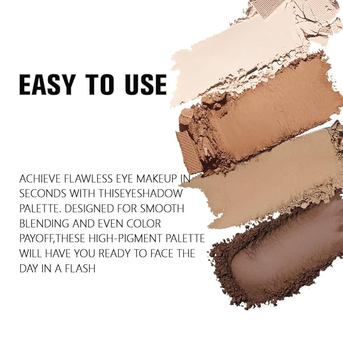 Kaely Powder Eyeshadow Quad, Natural Brown Matte Eyeshadow Palette Makeup, Neutral Eye Shadow Palette for Older Women Pigmented Waterproof, sombras para ojos, Blendable, Cruelty-free, 15