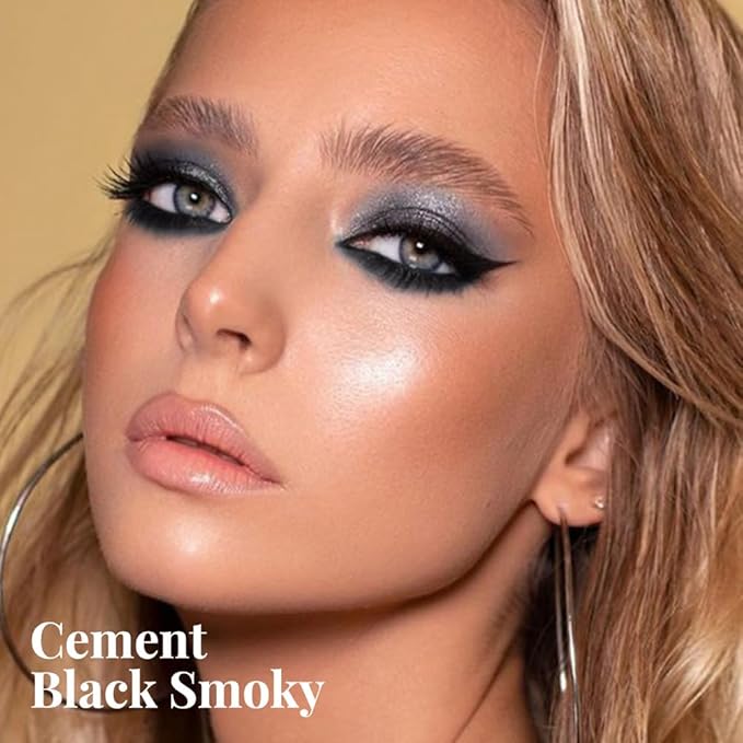Eyeshadow Quads, 4 Black Smokey Grey Gray Silver Matte Shimmer Eye Shadow Makeup Palette Pigmented Silver Glitter Metallic Eyeshadow Makeup Palette sombra negra para ojos para ojos brillantes 01#
