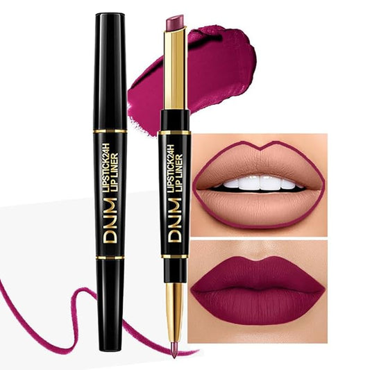 evpct 1Pcs Plum Purple Lip Liner and Lipstick Set Kit for Women Matte Lips Kit with Lip Liner Lip Stains Long Lasting Waterproof 24 Hour Lipstick and Lip Liners Combo Lipliners Pencil Set 05#