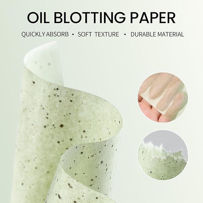 Erinde Oil Blotting Sheets for Face with Mirror and Puff, 200 Sheets Oil Blotting Paper for Oily Skin, Face Oil Absorbing Sheet, Natural Oil Control Film, Absorb Excess Oil, Makeup Friendly