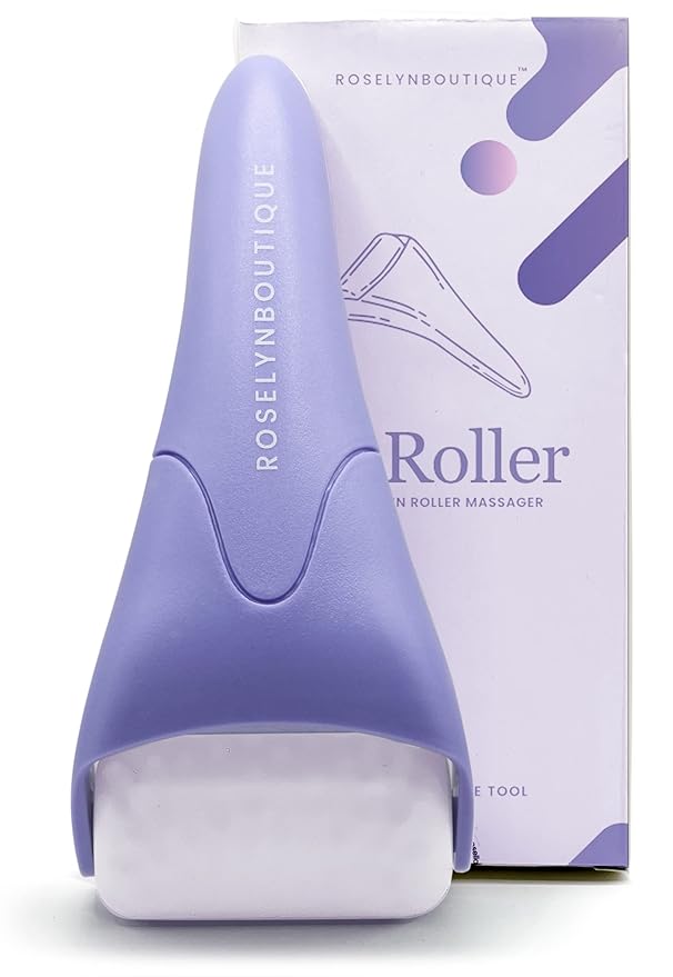 ROSELYNBOUTIQUE Ice Roller for Face Wrinkles Fine Lines Puffiness Stick Massager Facial Skin Care Tools Self Care Gifts for Men Women (Purple)