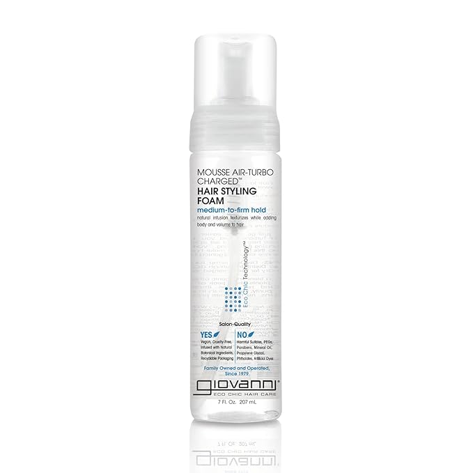 GIOVANNI Mousse Hair Styling Foam - Mousse for Curly Hair, Volumizing Hair Foam for Women & Men, Foaming, Add Texture for Curls & Wavy Hair, Defining & Enhancing - 7 Fl Oz (Pack of 1)