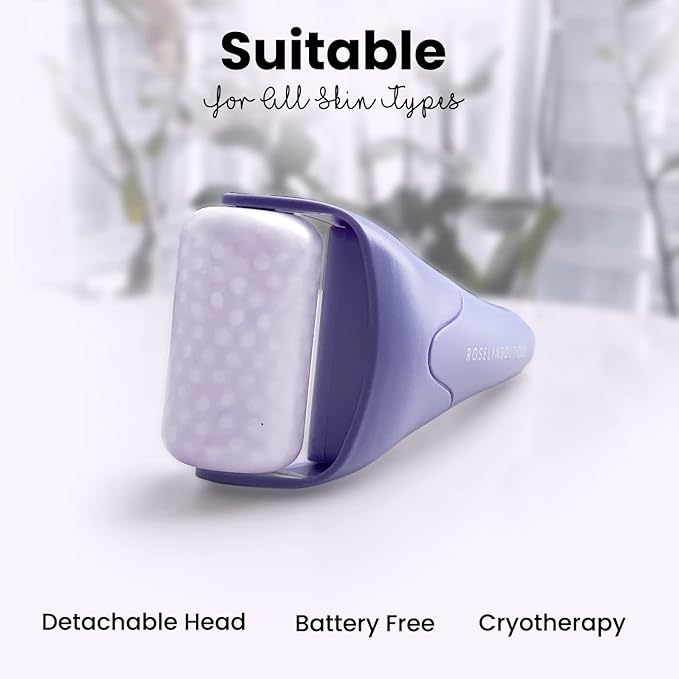 ROSELYNBOUTIQUE Ice Roller for Face Wrinkles Fine Lines Puffiness Stick Massager Facial Skin Care Tools Self Care Gifts for Men Women (Purple)
