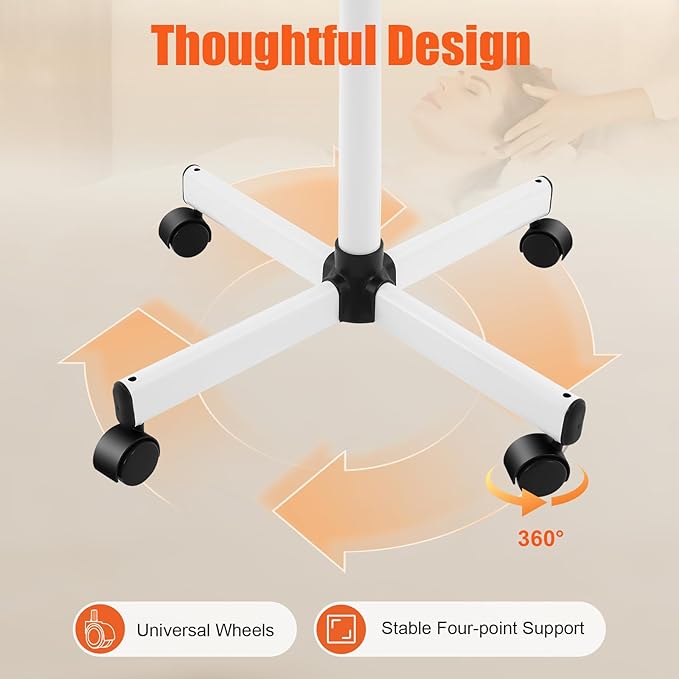 Facial Steamer & Professional Ozone Face Steamer, Adjustable Height Steamer on Wheels with 360° Rotating Nozzle and Hot Mist Function, Home and Salon Use Facial Care Equipment