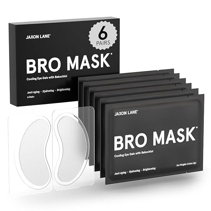 BRO MASK Under Eye Patches for Men with Hydrogel (6 pairs) - Anti-Aging Korean Eye Masks for Dark Circles and Puffiness - Puffy Under Eye Treatment - Perfect Skin Care Stocking Stuffers for Men