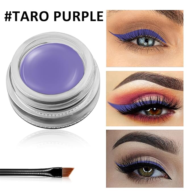 Erinde Lavender Purple Gel Eyeliner, Waterproof Long Lasting Cream Eyeliner Gel Pot, High-Intensity Pigments Smudge-Proof Eye Liner Makeup, Water-Resistant Eye Liner with 2PCS Brushes, 11