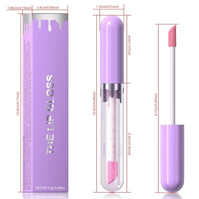 Hxssll Glitter Liquid Lip Gloss,Orchid Shimmer Lipstick, Waterproof Shimmer Lip Stain Lip Glaze, High Shine Long Lasting Shiny Lip Color Makeup 15#