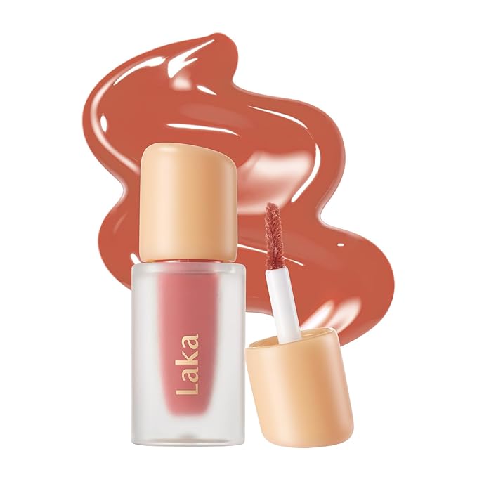 Laka Fruity Glam Lip Tint Mini, 1.9g/0.07oz, Glowing Lip Stain with Wide Color Spectrum, Hydrating & Lightweight Texture, Long-Lasting Bold Stain, Non-Sticky, Vegan, K-Beauty (#140 Scoop)
