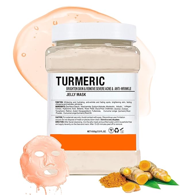 LUCKY CAT Jelly Mask for Facials Professional, Hydrating & Moisturizing Peel-Off Gel Jelly Face Mask Skin Care for Deep Hydration & Glow, Professional Spa Use for All Skin Types 23 Fl Oz (Turmeric)