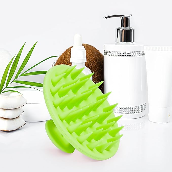 Meartchy Silicone Scalp Massager Shampoo Brush, Scalp Brush for Hair Growth & Dandruff Removal, Hair Scrubber Scalp Stimulator Exfoliator Brush with Soft Bristles for Wet Dry Scalp Care (Green)