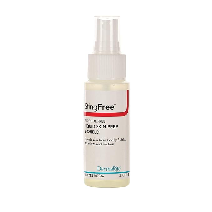 DermaRite's StingFree, Liquid Skin Prep & Shield - Alcohol-Free Spray, Shields from Body Fluids, Adhesives and Friction - Spray Bottle, 2 oz., 1 Count