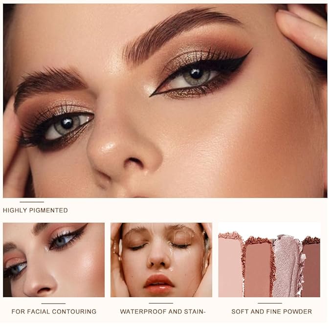 Matte Shimmer Glitter Mini Eyeshadow Palette – 6-Color Warm Caramel Rust Eye Shadow Kit, High Pigment Long-Lasting Waterproof Nude Brown Smokey Eyes Makeup Palette for Daily Wear & Soft Glam Looks