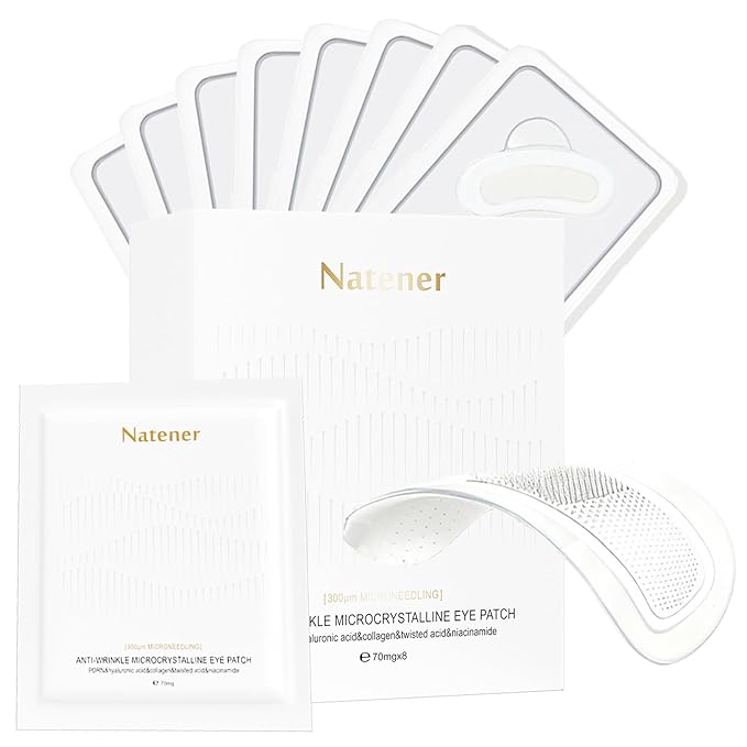 Natener 8 pairs PDRN Micro Eye Patches, Under Eye Patches for Puffy eyes, Dark Circles & Wrinkle | Hyaluronic Acid, Kojic Acid, Collagen, Peptides, Vitamin C, Niacinamide - Korean Popular Eye Care