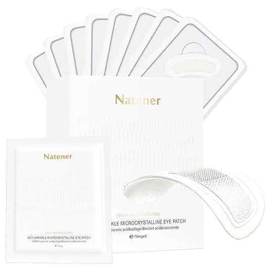 Natener 8 pairs PDRN Micro Eye Patches, Under Eye Patches for Puffy eyes, Dark Circles & Wrinkle | Hyaluronic Acid, Kojic Acid, Collagen, Peptides, Vitamin C, Niacinamide - Korean Popular Eye Care