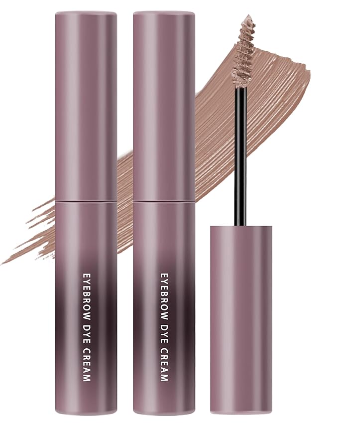 Light Brown Tinted Eyebrow Gel, 2 Pcs Long Lasting Waterproof Eye Brow Tinting Kit, Smudgeproof Natural Eyebrow Mascara Glue, Ultra-Fine Brush Brow Filler Stain, Christmas Makeup Gifts for Women-05