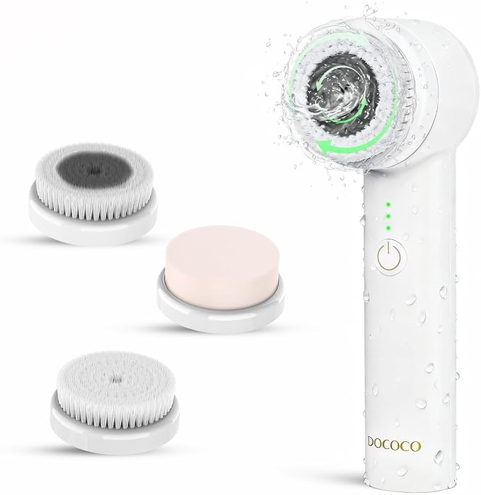 Facial Cleansing Brush, Electric Face Scrubber with 2 Rotational Directions, 3 in 1 Facial Brushes for Cleaning and Exfoliating, 3 Speeds Adjustable, Waterproof Face Wash Brush for Men Women