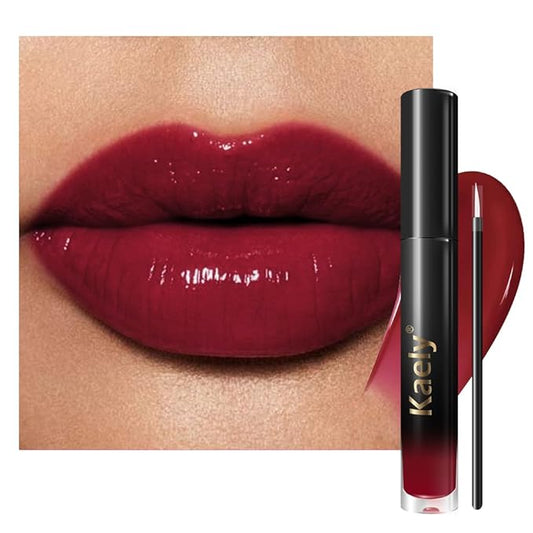 Kaely Longwear No-Budge Lipstick for Women, Highly Pigmented Liquid Lip Color Makeup, Non-Transfer Lip Gloss Stain Waterproof Smudge Proof 24 Hour, Instant Shine, Vegan & Cruelty-Free, 02 ROYA
