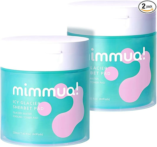 Ice Sorbet Toner Pads | Skin Prep Wipes for Puffiness, Under Eye Bags & Instant Face Lift | Gel Pads for Sunburn Relief & After Sun with 30% Glacial Water & Caffeine | Pack of 2 (120 Count)