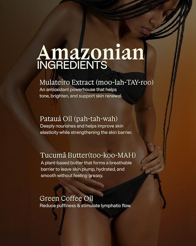 GENTE BEAUTY Lymphatic Drainage Oil, Body Sculpting Formula, Brazilian Oils Blend with Pataua, Coffea Arabica, Mulateiro Extract (100ml, Scented)