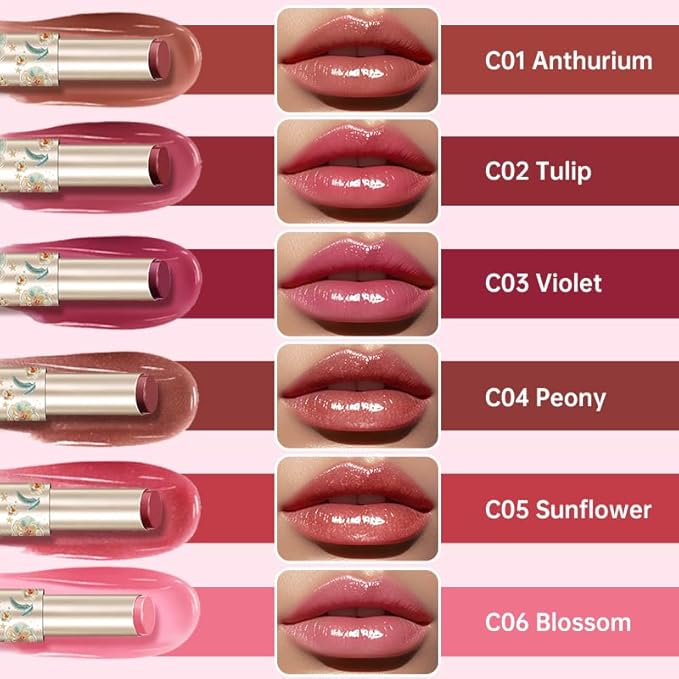 CATKIN Glossy Lip Balm Ultra Hydating Glow Lip Tinted Jelly Plump Melting Balm Shea Butter Repair Soothing For Dry Lips Dewy Finished 0.12 oz C05 SUNFLOWER