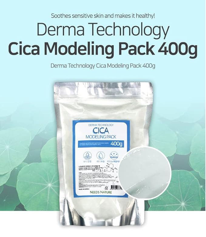 Modeling Mask with CICA for Face – NEEDS NATURE | Soothing & Redness Relief Peel-Off Rubber Mask | Korean Skincare | Home Spa Treatment | 400g Powder Pack with Mixing Tools