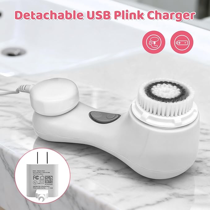 Clarisonic Mia 2 Electric Face Cleansing Brush with 2 Brush Heads, Sonic Facial Brush for Deep Cleaning & Exfoliation, Waterproof Rechargeable (White)
