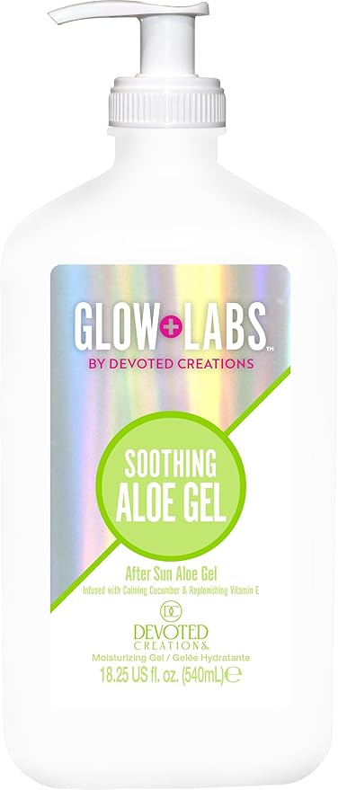Devoted Creations Glow+Labs Soothing Aloe Gel - Calming Cucumber After Sun Moisturizing Aloe Gel
