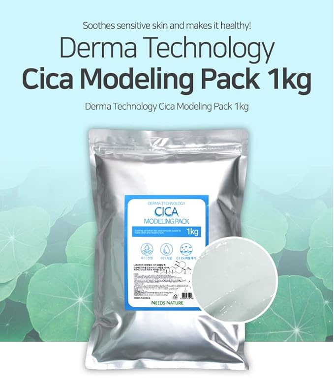 Modeling Mask with CICA for Face – NEEDS NATURE | Soothing & Redness Relief Peel-Off Rubber Mask | Korean Skincare | Home Spa Treatment | 1000g Powder Pack with Mixing Tools
