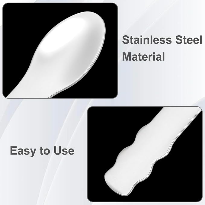 Pndeyo 3pcs Mini Metal Makeup Spatula, Reusable Cosmetic Cream Spatulas Spoon, Skincare Scoop Applicator Facial Massage Beauty Tools for Mixing and Sampling Face Eye Cream- Silver