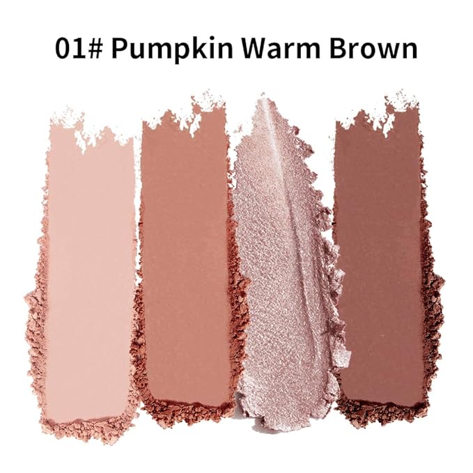 4 Colors Neutral Nude Matte & Shimmer Eyeshadow Palette,Peach Bronze Cocoa Neutral-Warm Mattes Glitter Eye shadow Contour Makeup Palette for Mature Women, Blue Green Eyes, Daily Natural Makeup.#1
