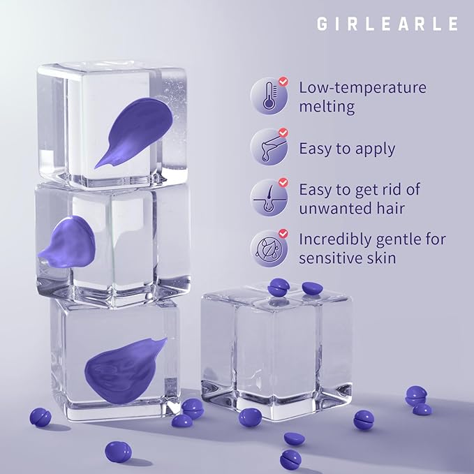 GIRLEARLE Hard Wax Beads, Wax for Women Sensitive Skin, 1lb, Lavender Formula, Hair Removal for Legs, Brazilian Bikini, Eyebrow, Facial and Full Body