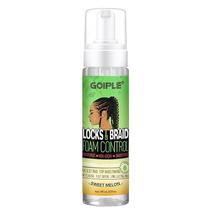 Goiple Braid Mousse, 8 fl oz for Braids Twist, Locs - Long-Lasting Hold, Frizz Control, High Shine and Moisturizes, Sugar Melon Fragrance